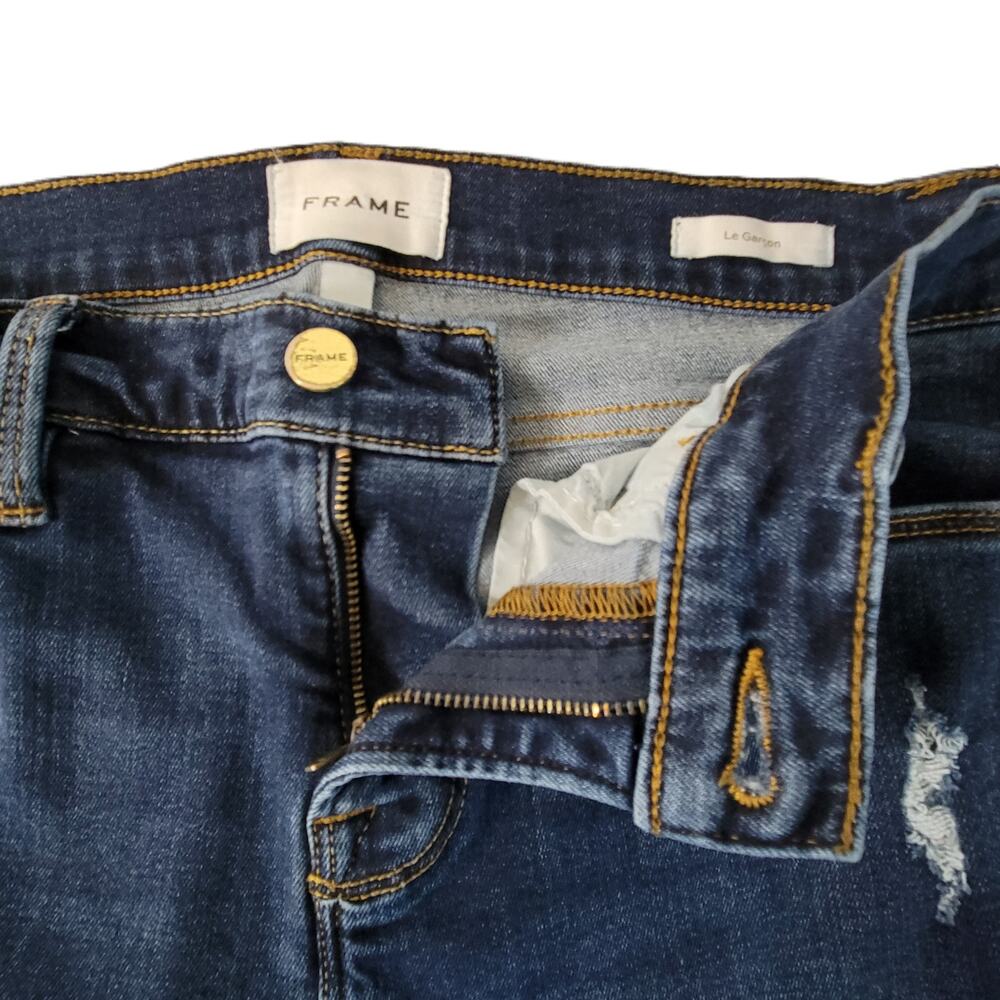 Frame Womens Le Garcon Jeans Boyfriend SZ 25 Distressed LGJ865 Blue Dublin Grind - Picture 5 of 13